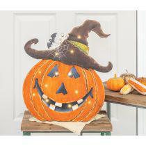 Jack O Lantern Witch Easel W/Lights