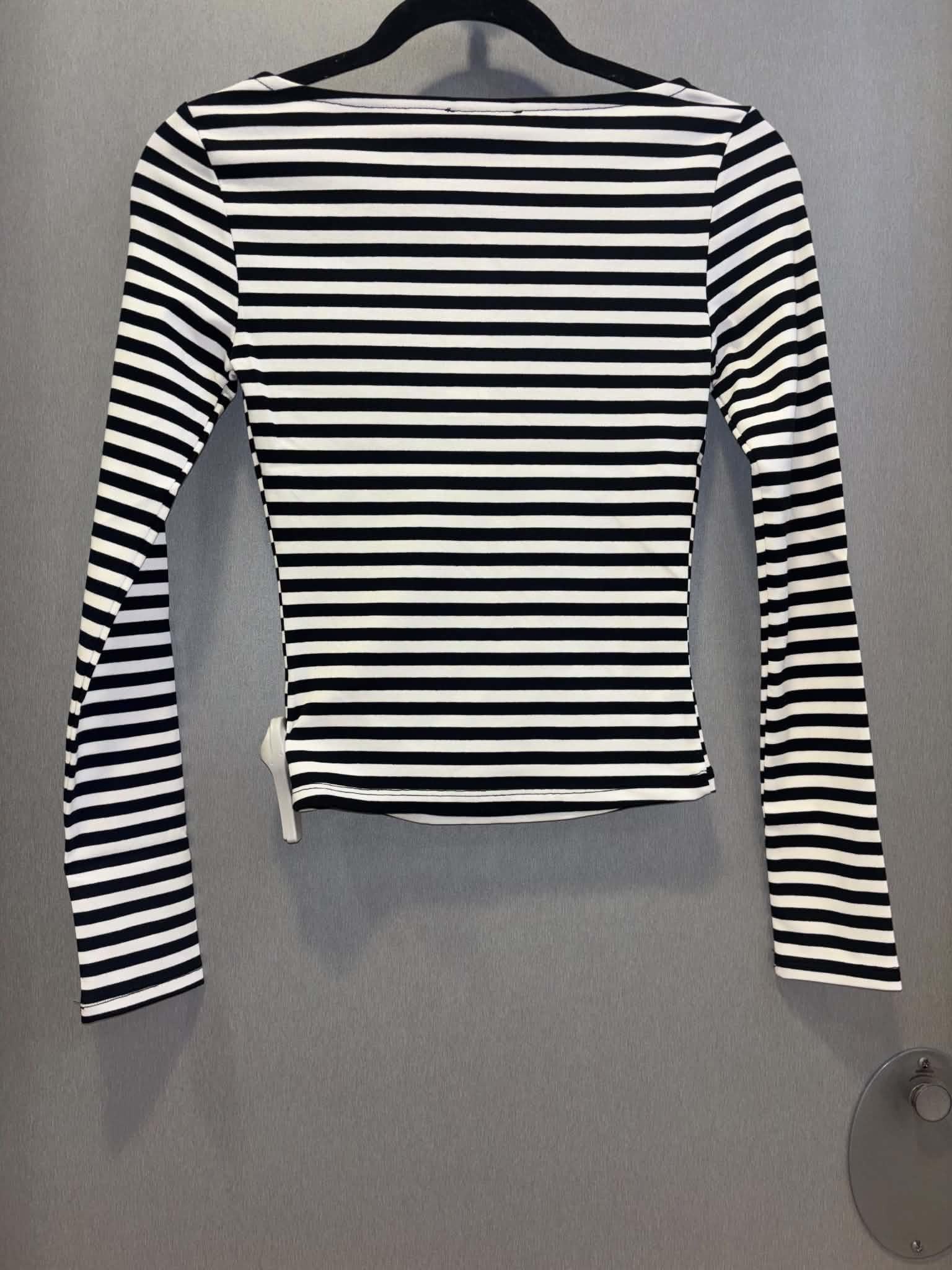 Boat Neck Striped Long Sleeve Top