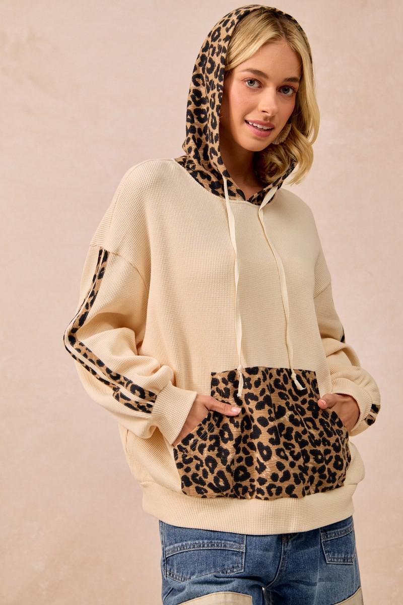 Waffle Thermal Leopard Mix And Match Hoodie