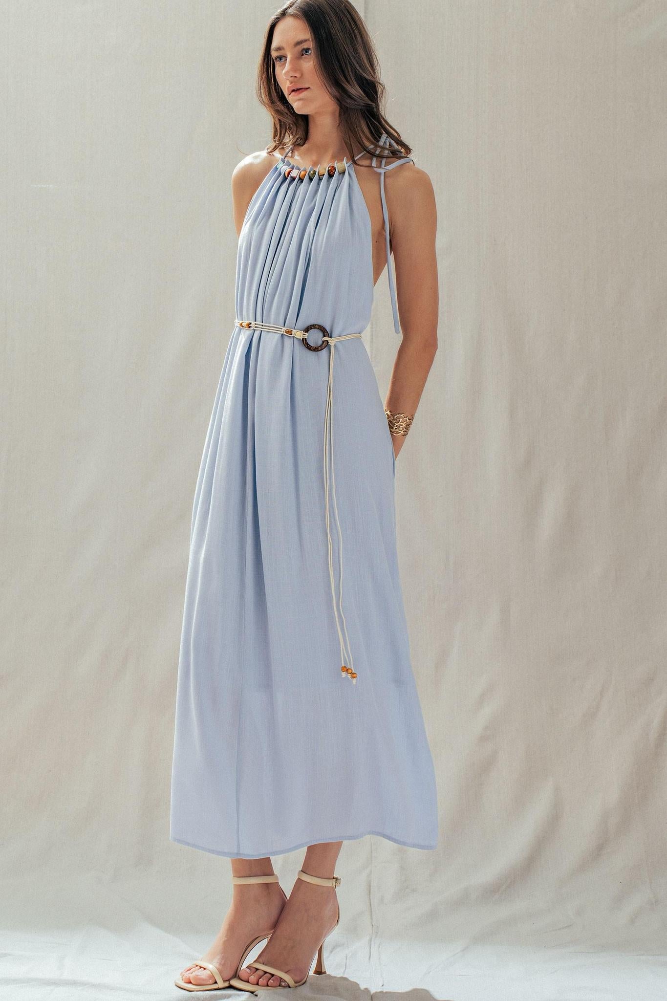 Isla Grace Beaded Halter Maxi Dress