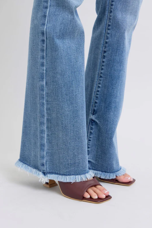 Judy Blue HW Bootcut Jeans with Fray Hem