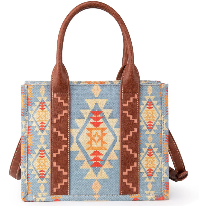 Southwestern Small Dual Sided Print Crossbody Canvas Tote