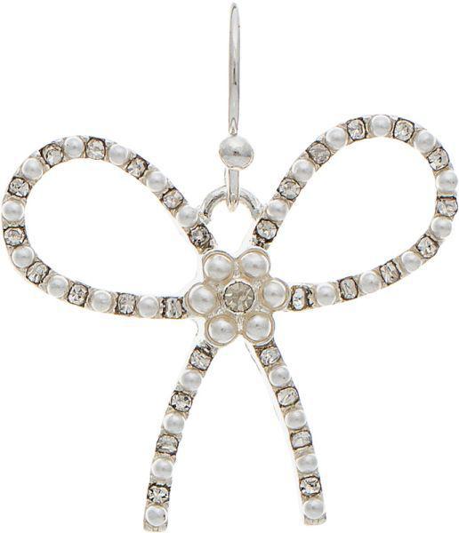 Pearly Center Crystal Bow Earring