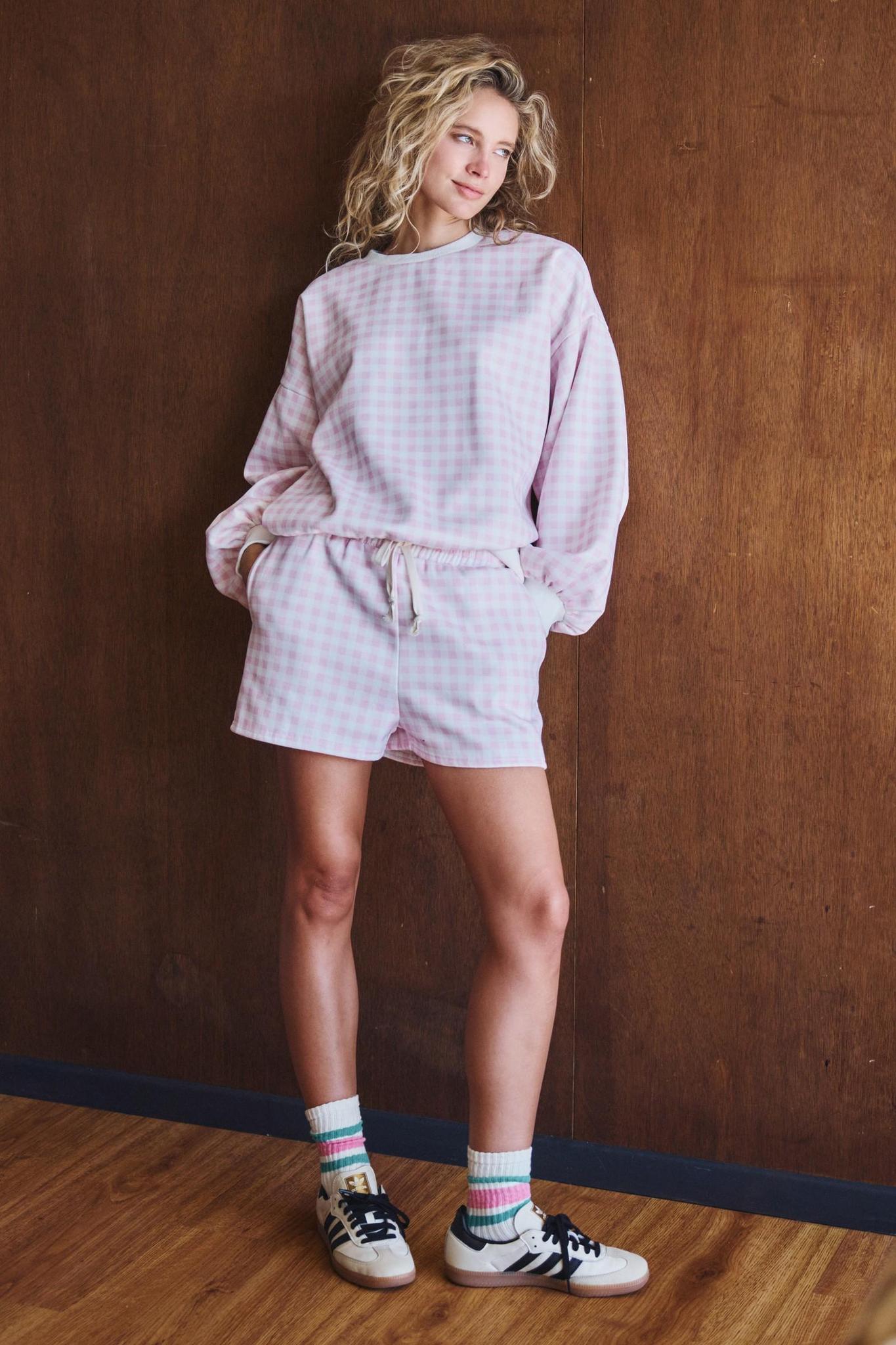 Pink Gingham Cozy Lounge Set
