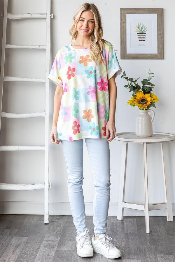 Short Sleeve Floral Print Top