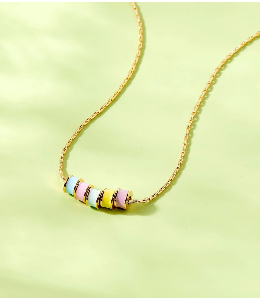 Pastel Enamel Bead Fidget Choker