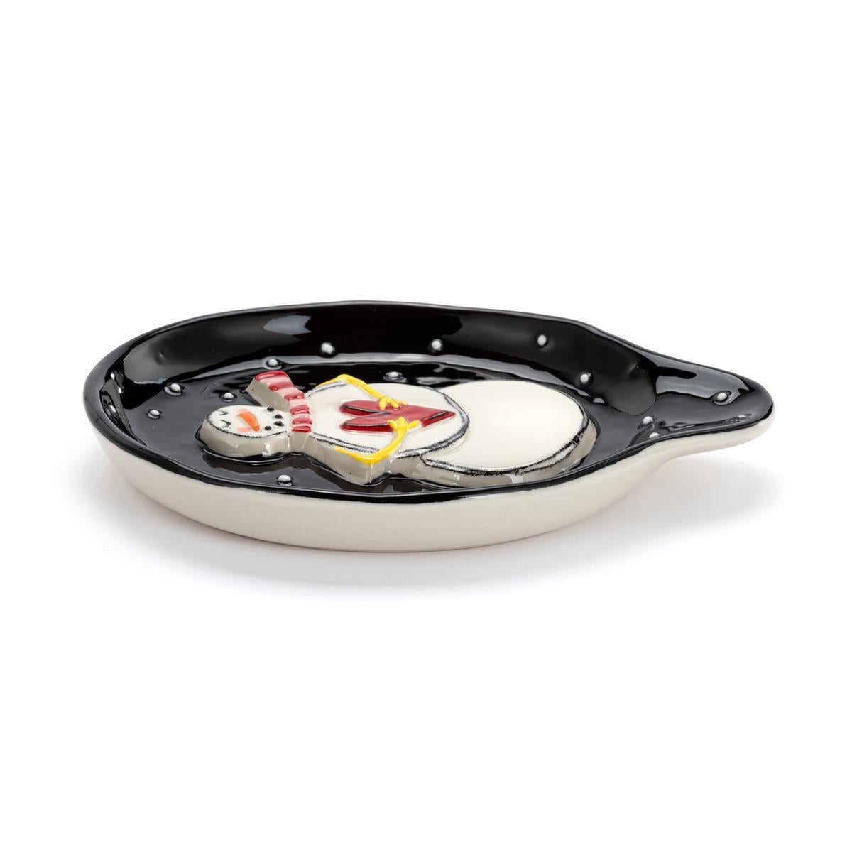 Snowman Polka Dot Spoon Rest - 4.5x6in