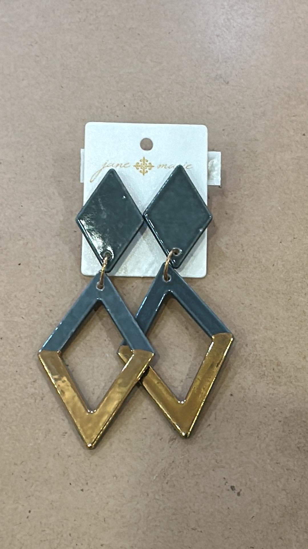 Grey Gold Diamond Earrings