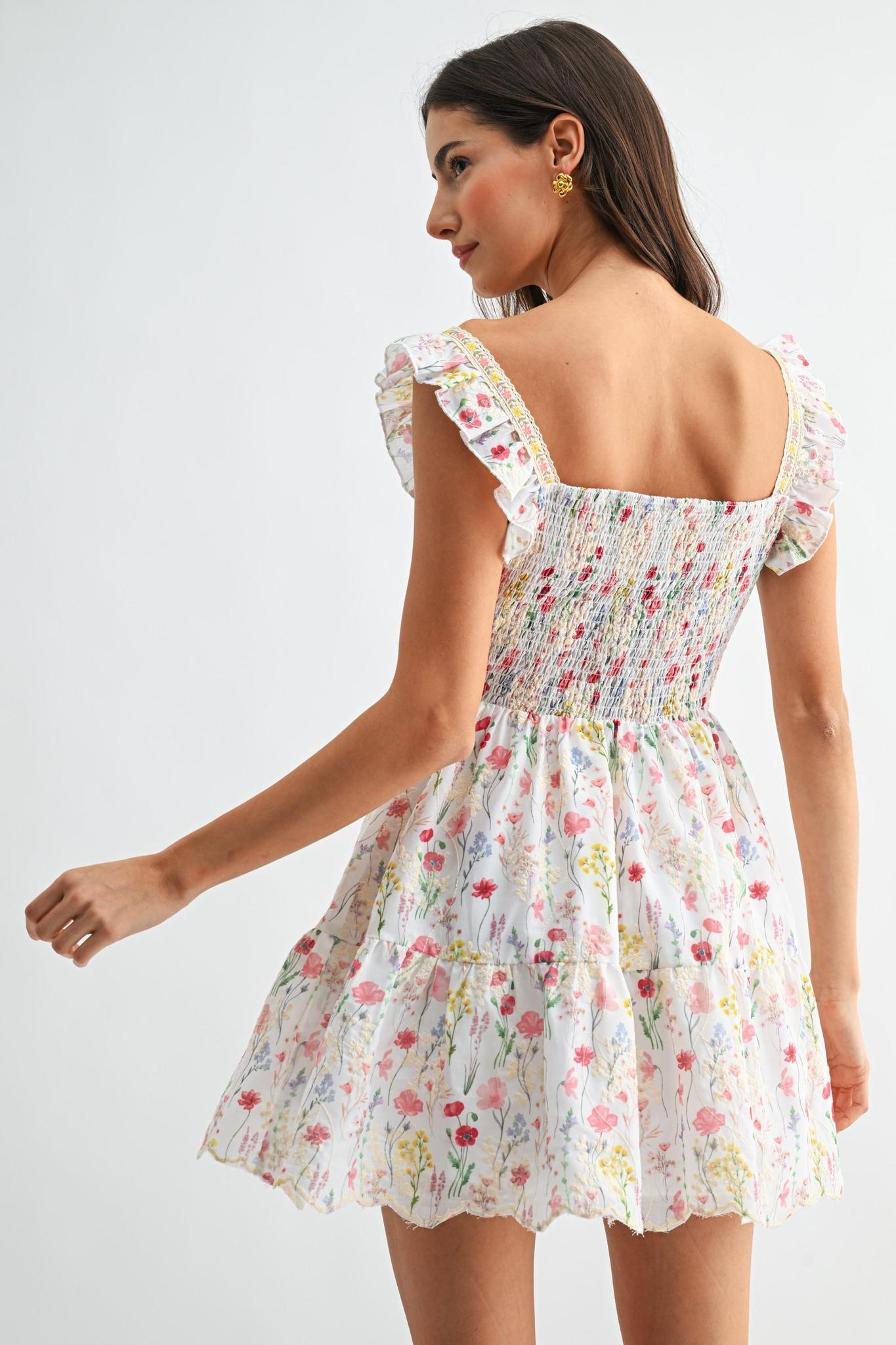 Sweet Meadow Ruffle Sleeve Floral Mini Dress