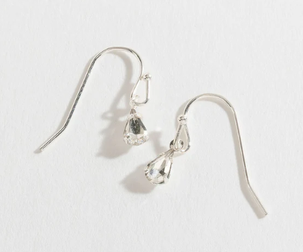 Silver Clear Teardrop Earrings