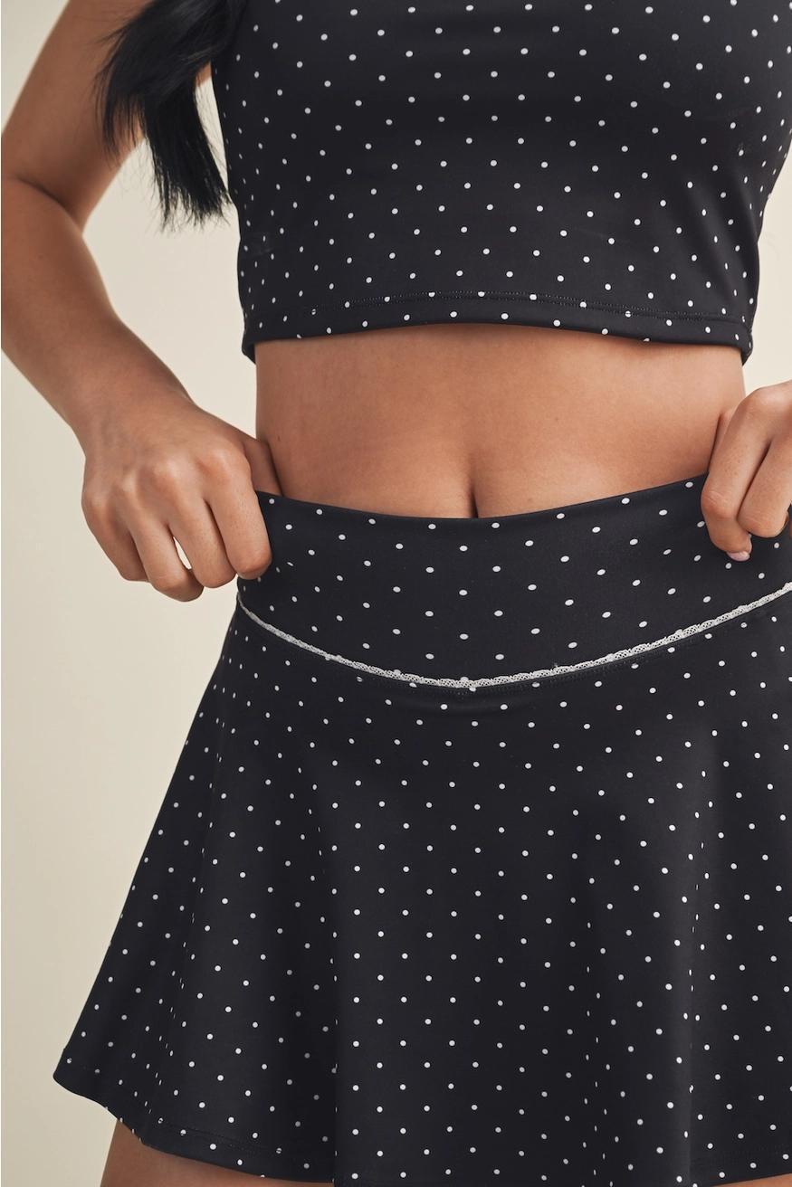 Black Polka Dot Top/Skort Athletic Set