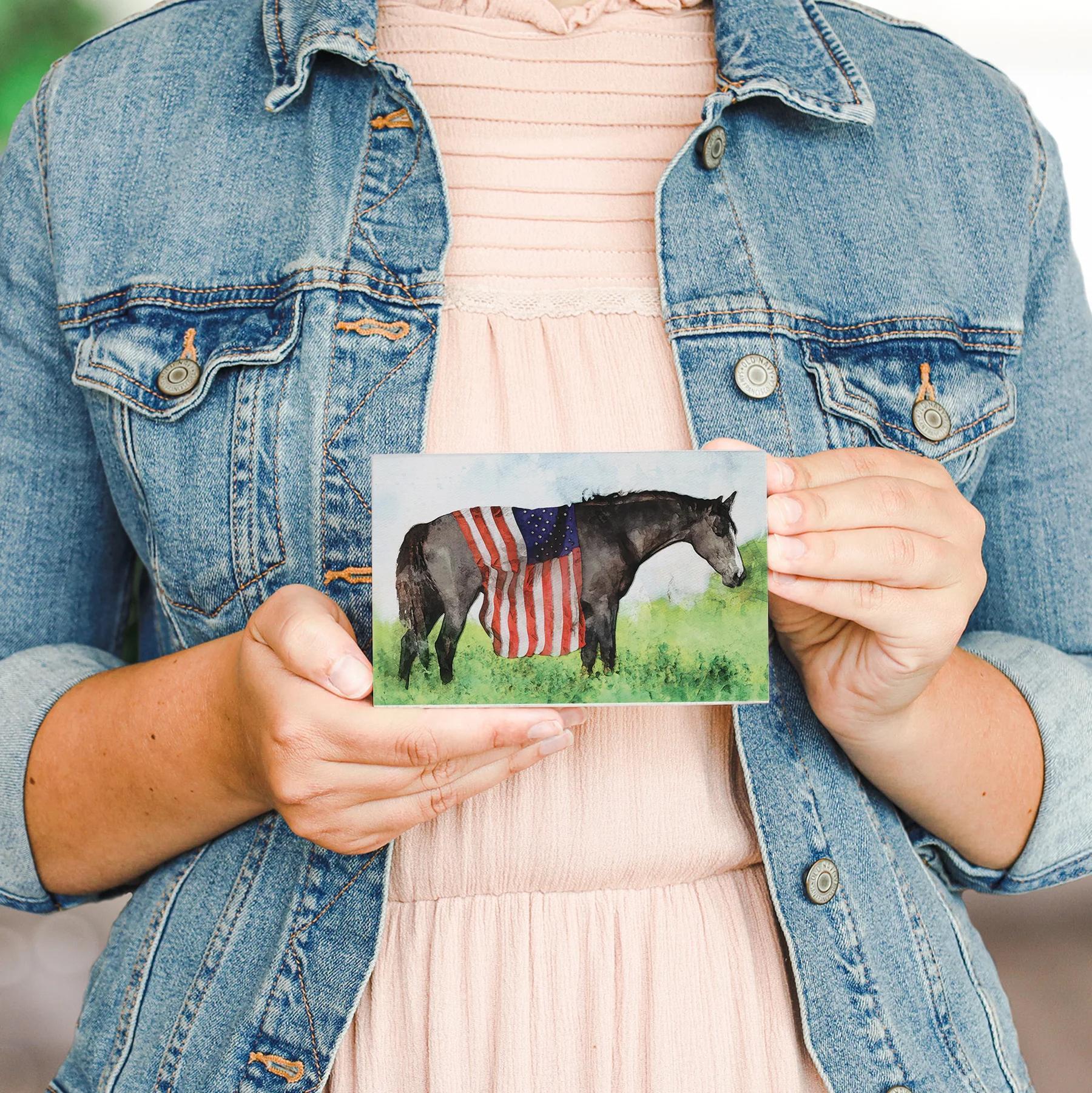 American Flag Horse Block Sign