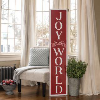 Red & White Joy To The World Vertical Sign
