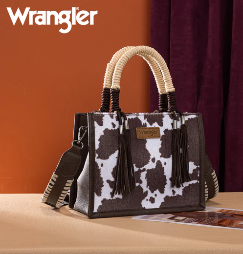 Wrangler Cow Print Tote/Crossbody - Coffee