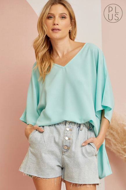 Plus Mint Flowy Top