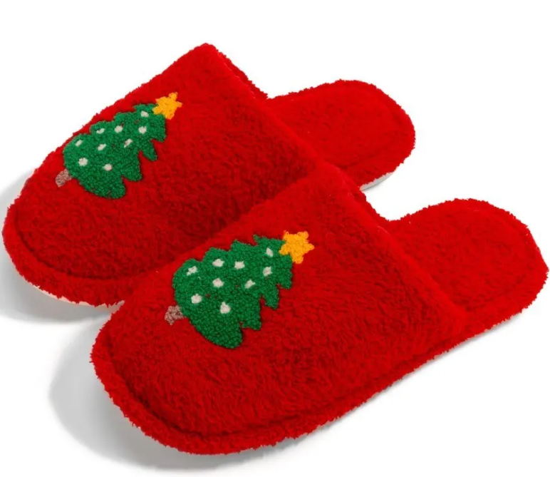 Plush Christmas Tree Slippers