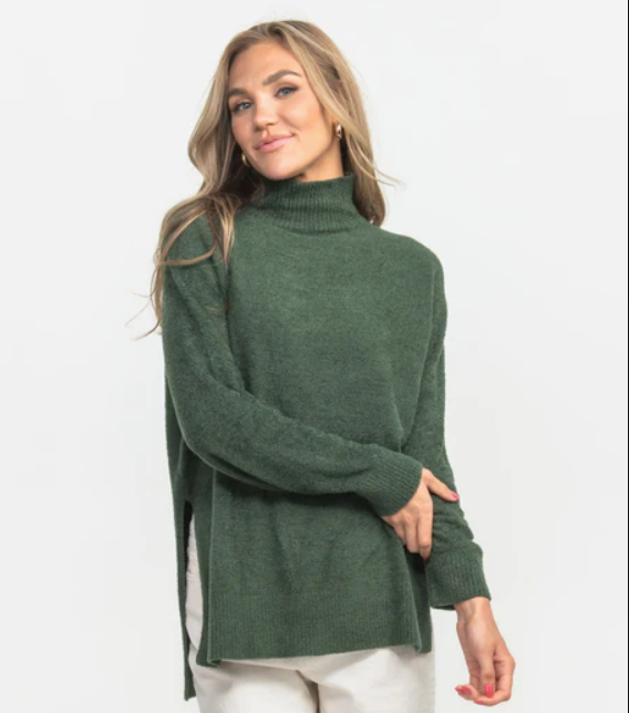 Dreamluxe Notched Turtleneck Sweater Sycamore