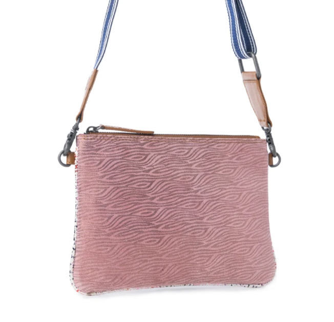 Rosette Trail Leather Bag in Mauve Snake Print