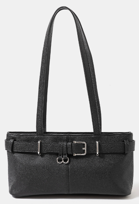 Belt Strap Texture Faux Leather Handbag