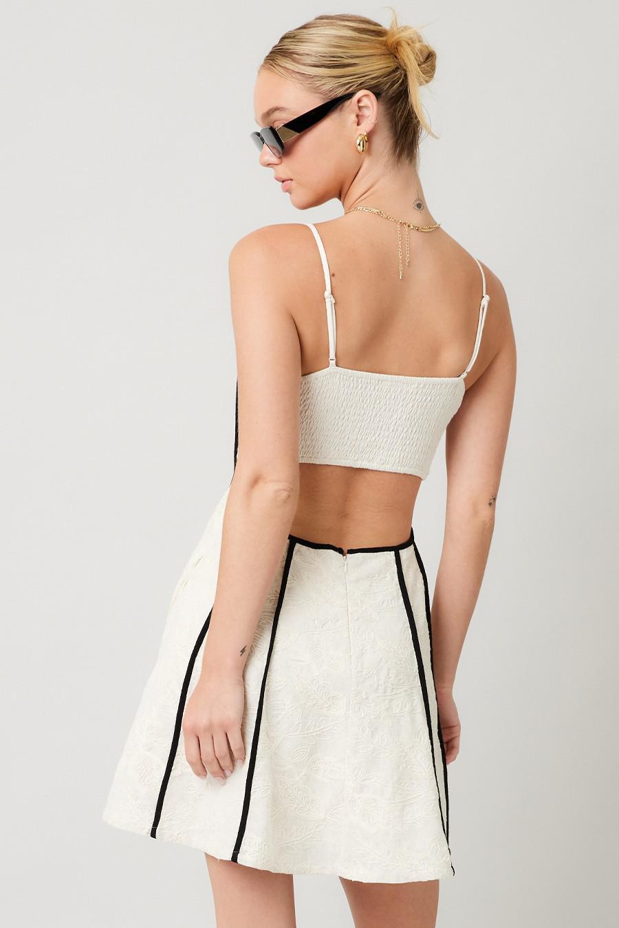 Natural Embroidery Cutout Back Dress