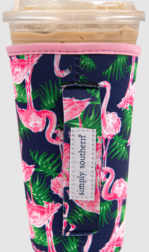 Simply Southern Iced Drink Sleeve- Flamingo