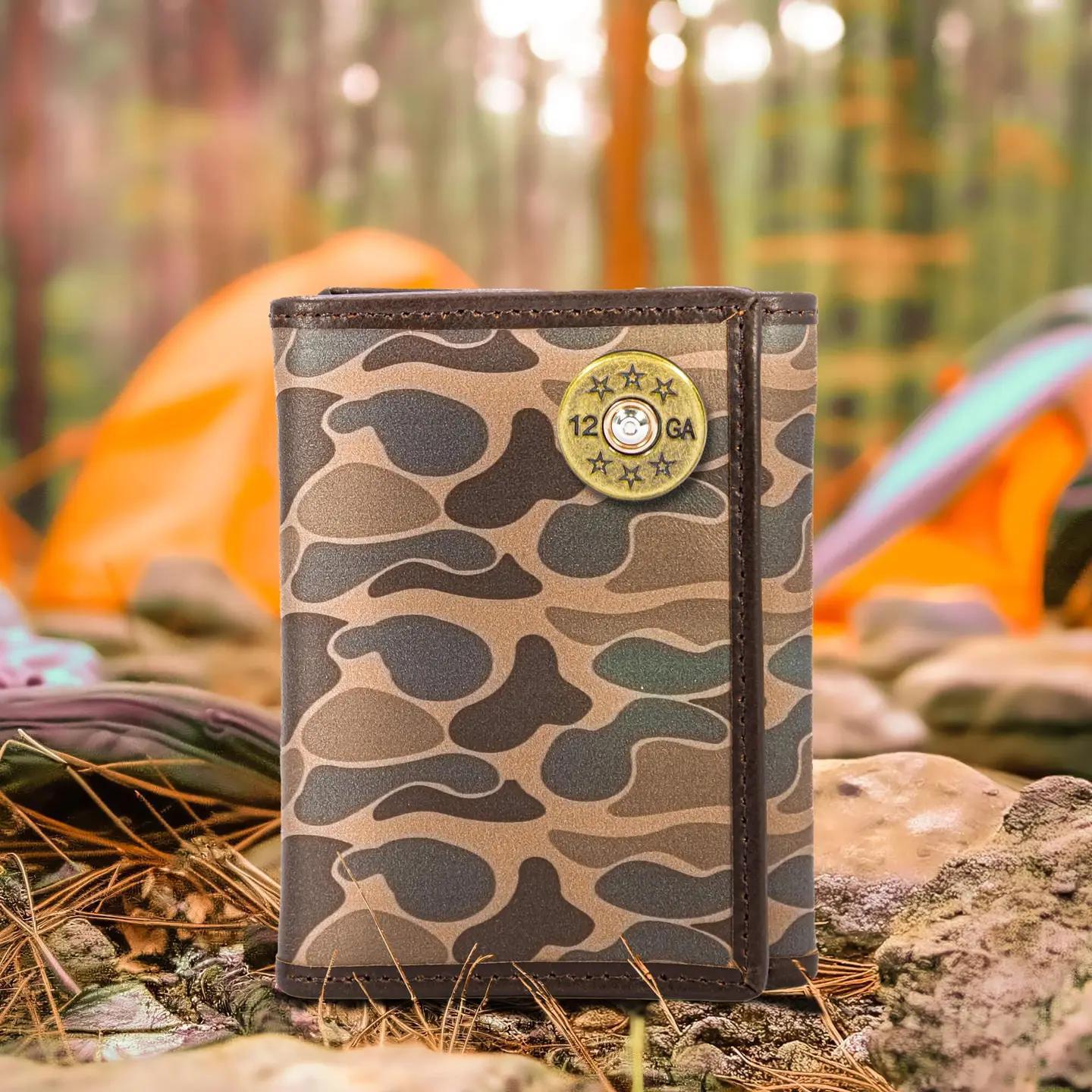 Men's Trifold Old School Camo Leather Wallet