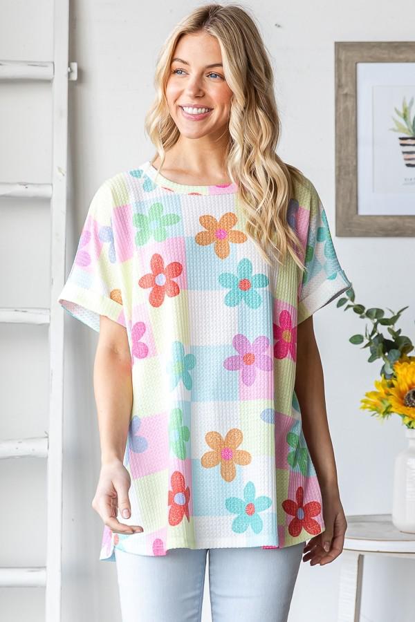 Short Sleeve Floral Print Top