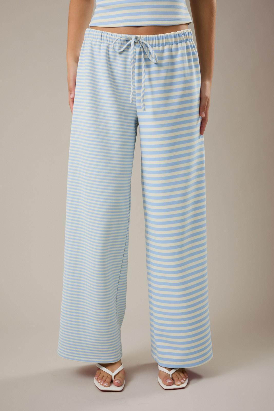 Low-Rise Stripe Detail Front Tie Pants