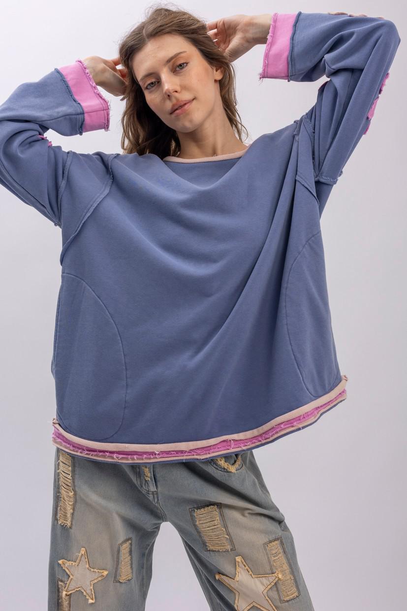 Flower Patch Long Sleeve Round Neck Top