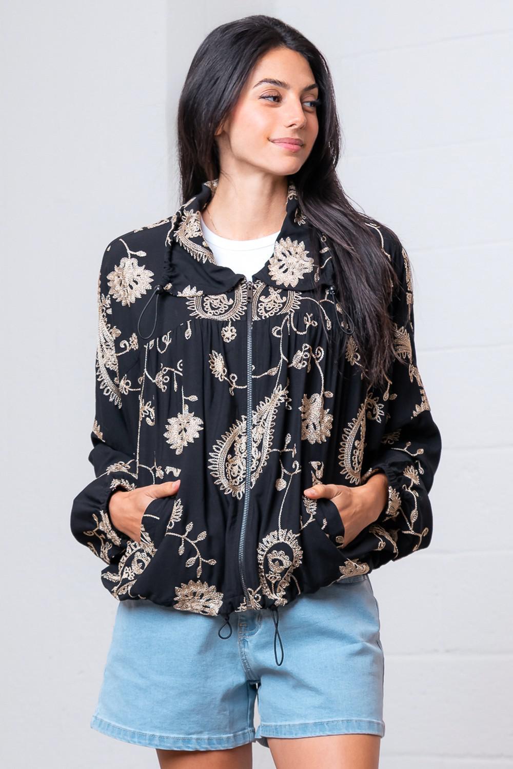 Raglan Emboridery Windbreaker