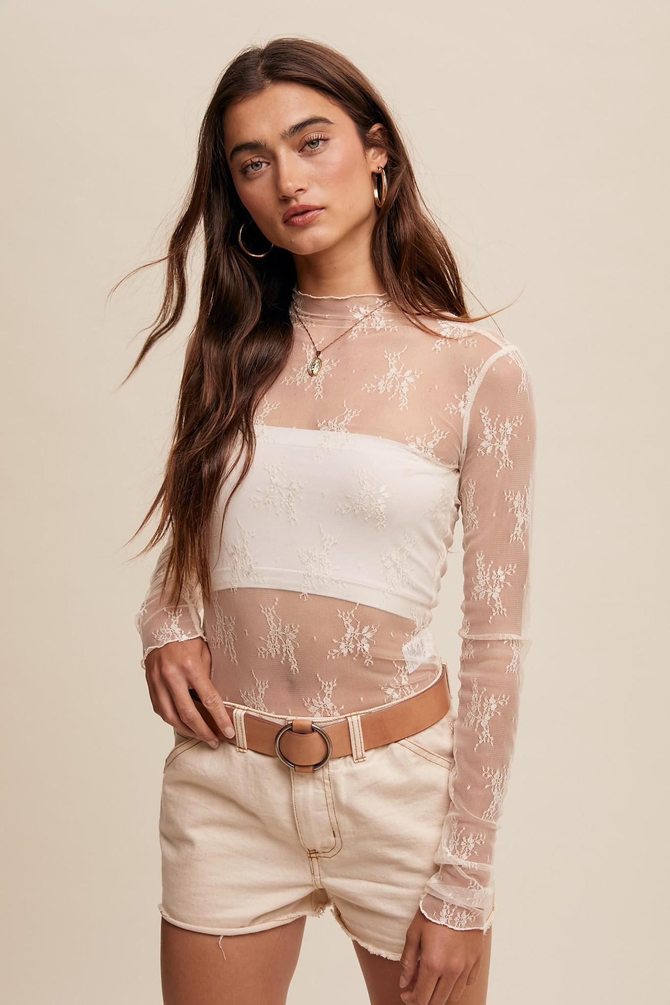 Lace Mock Mesh Top