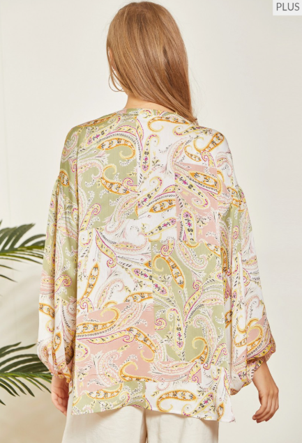 Plus Sage Blush Dreams Silk Blouse