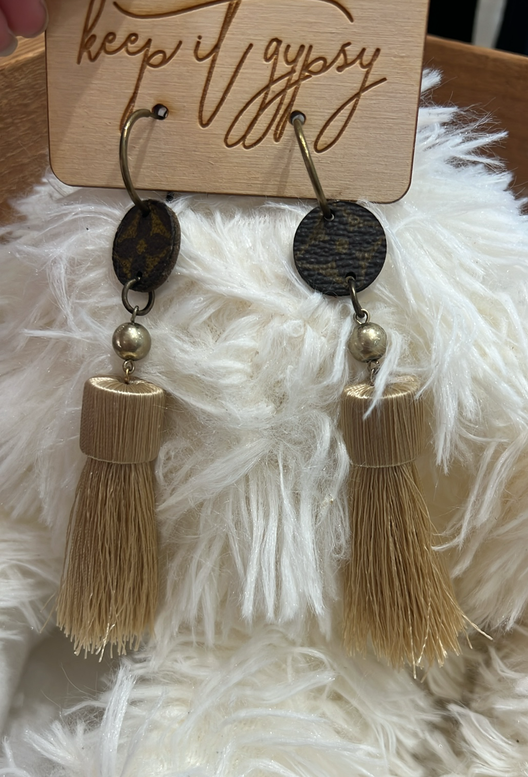 Upcycled LV Large Tassel Earrings