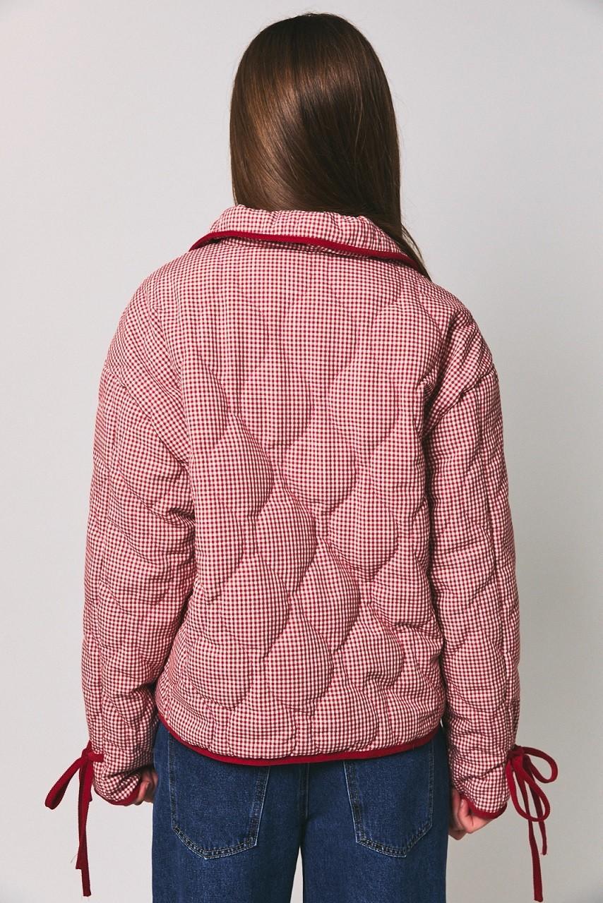 Gingham Quilted Jacket With Corduroy Contrast Detail