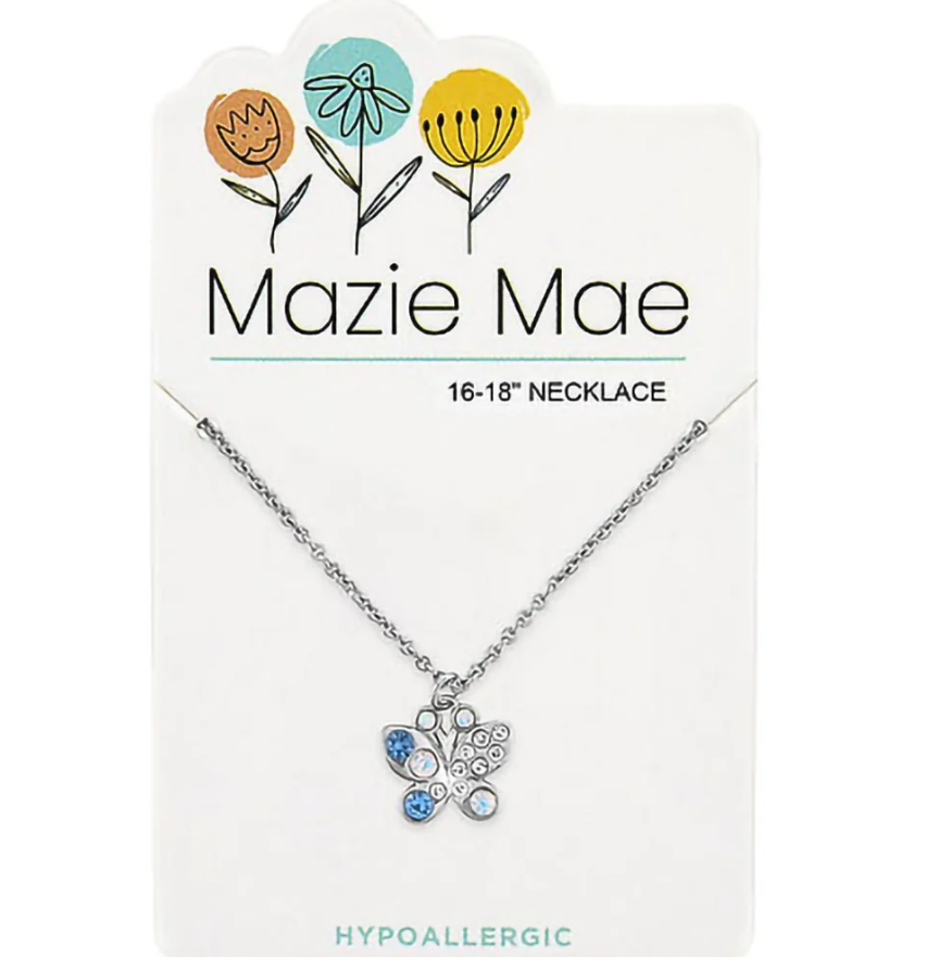 Silver Opal & Aquamarine Butterfly Mazie Mae Necklace