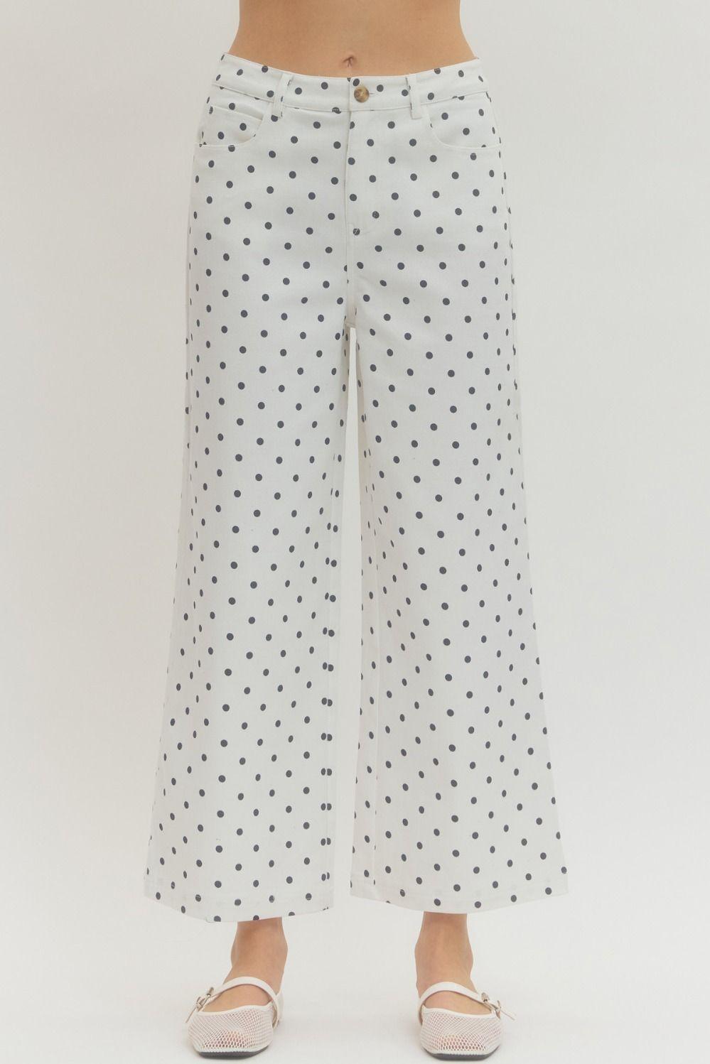 Polka-Dot Denim Pants