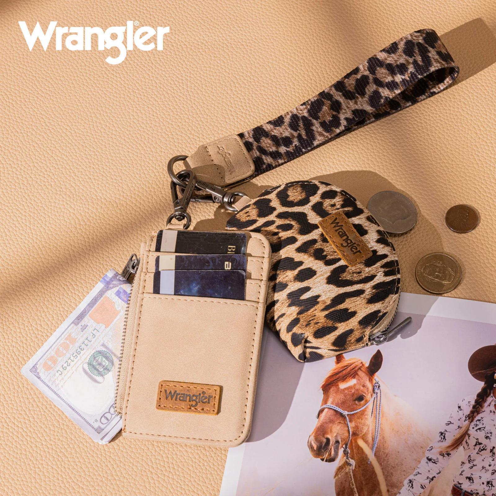 Wrangler Leopard Print Dual Pouch Wristlet