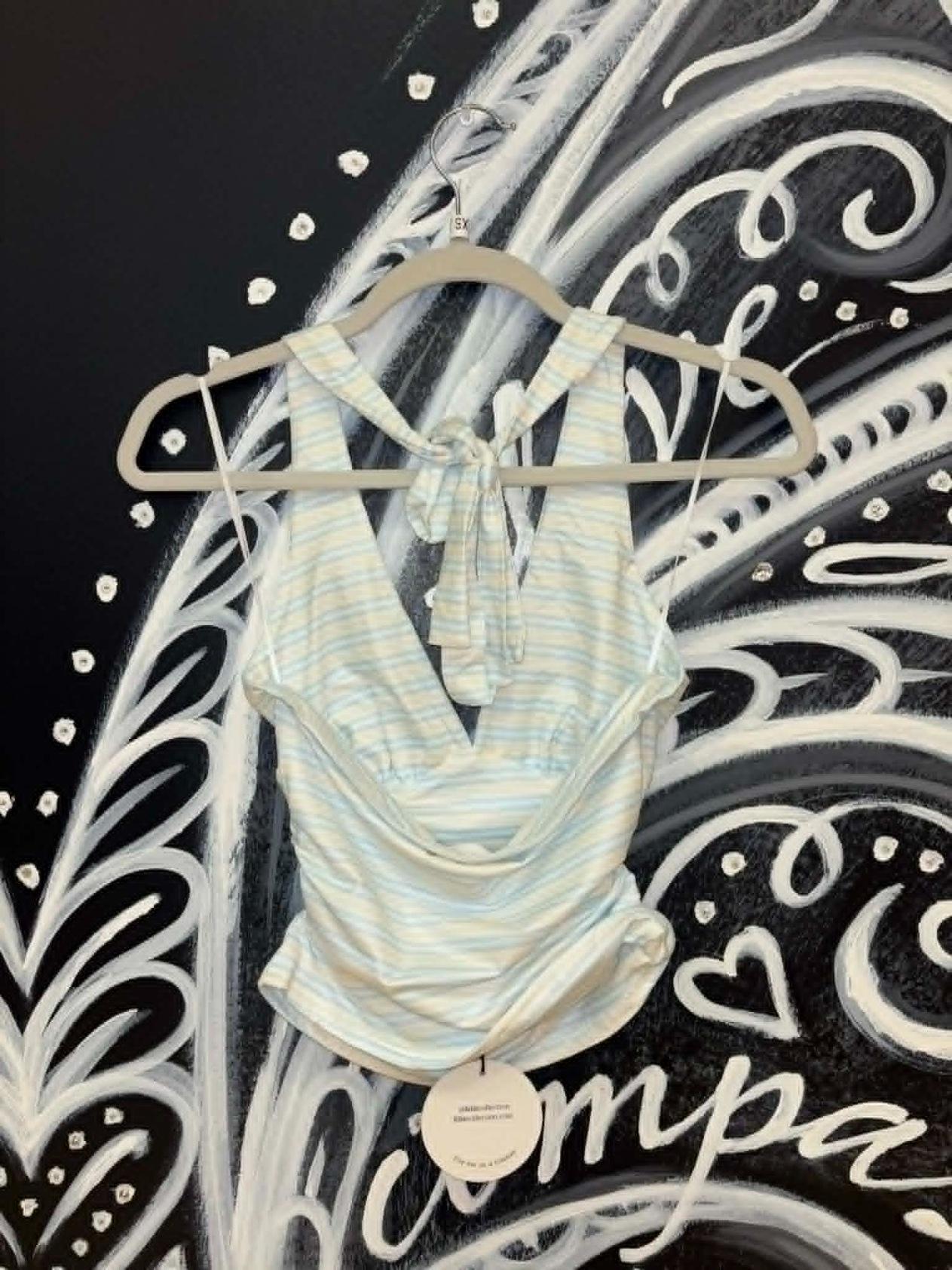 Self Double Stripe Halter Neck Top