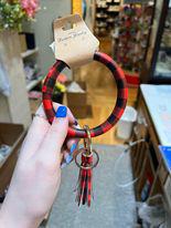 Red Plaid Bangle Key Ring