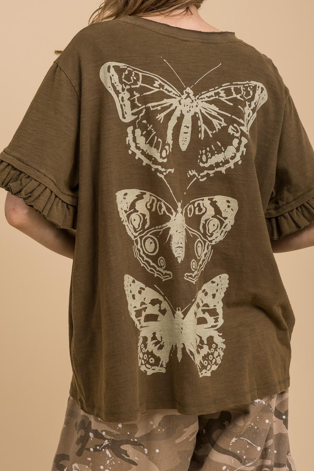 Short Ruffle Sleeve Butterfly Top