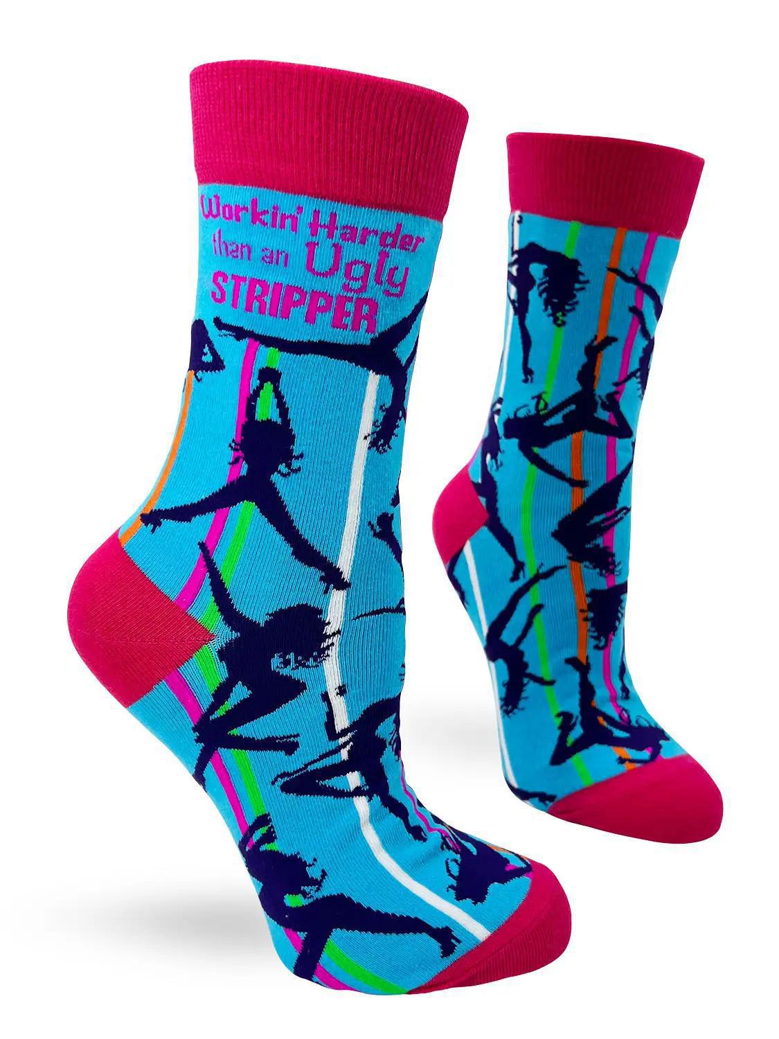 Workin' Harder Than An Ugly Stripper Women's Crew Socks