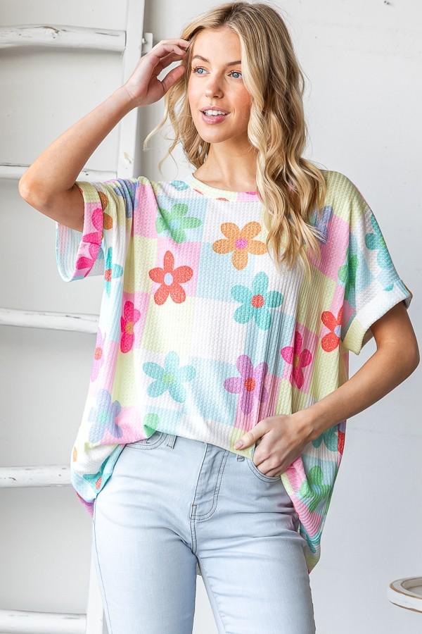Short Sleeve Floral Print Top