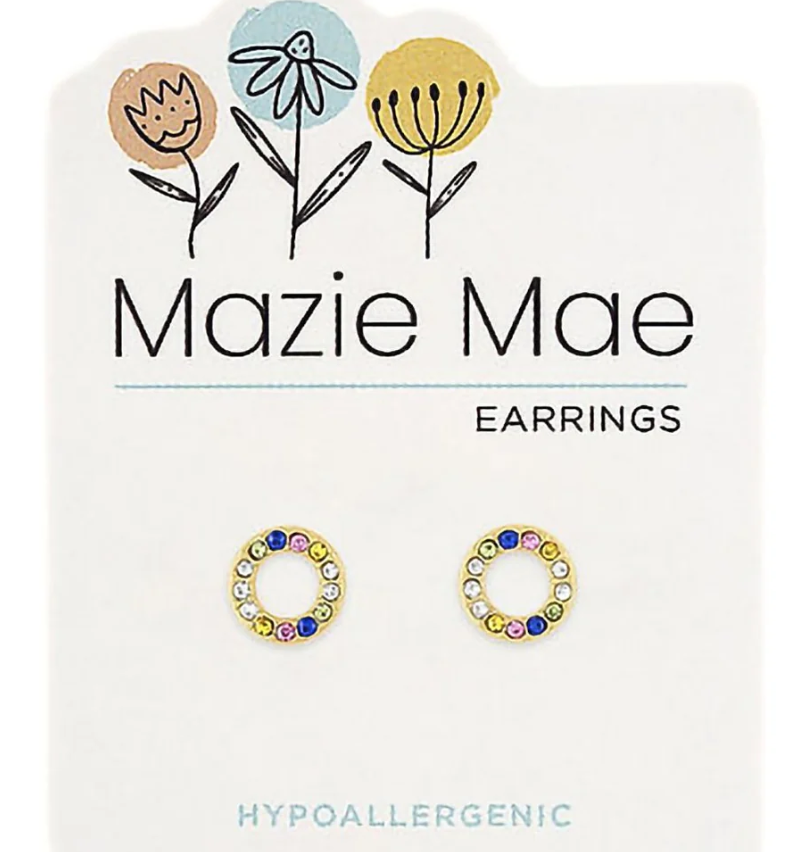 Gold Rainbow Open Circle Stud Mazie Mae Earrings