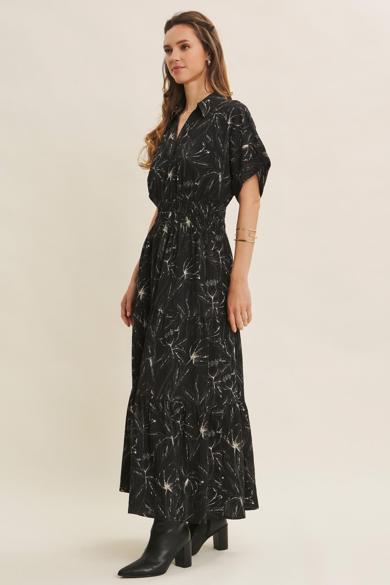 Romantic Floral Maxi Dress with Tiered Ruffles