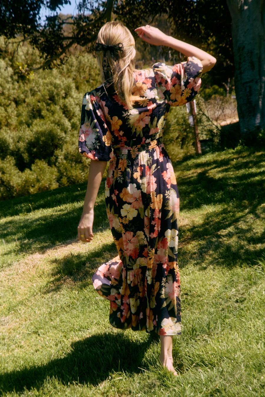 Plus Navy Multi Floral Printed Midi Dress