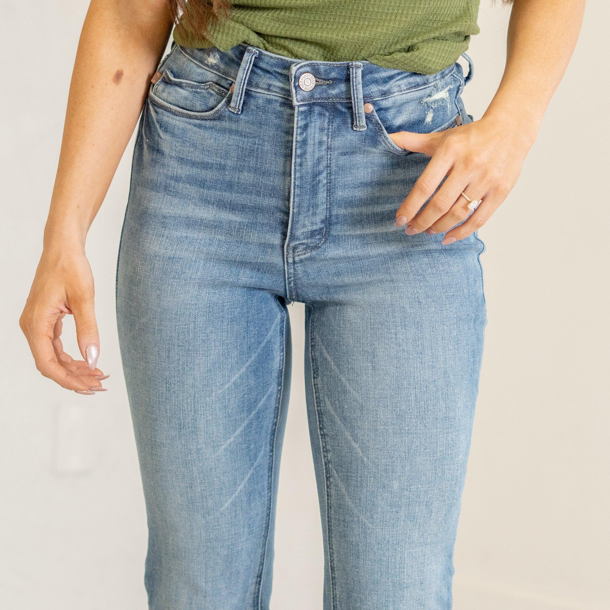 Judy Blue HW Vintage Side Slit Slim Bootcut Jeans