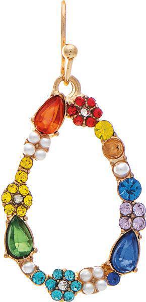 Gold Multicolor Faux Pearl Bits & Baubles Teardrop Earring