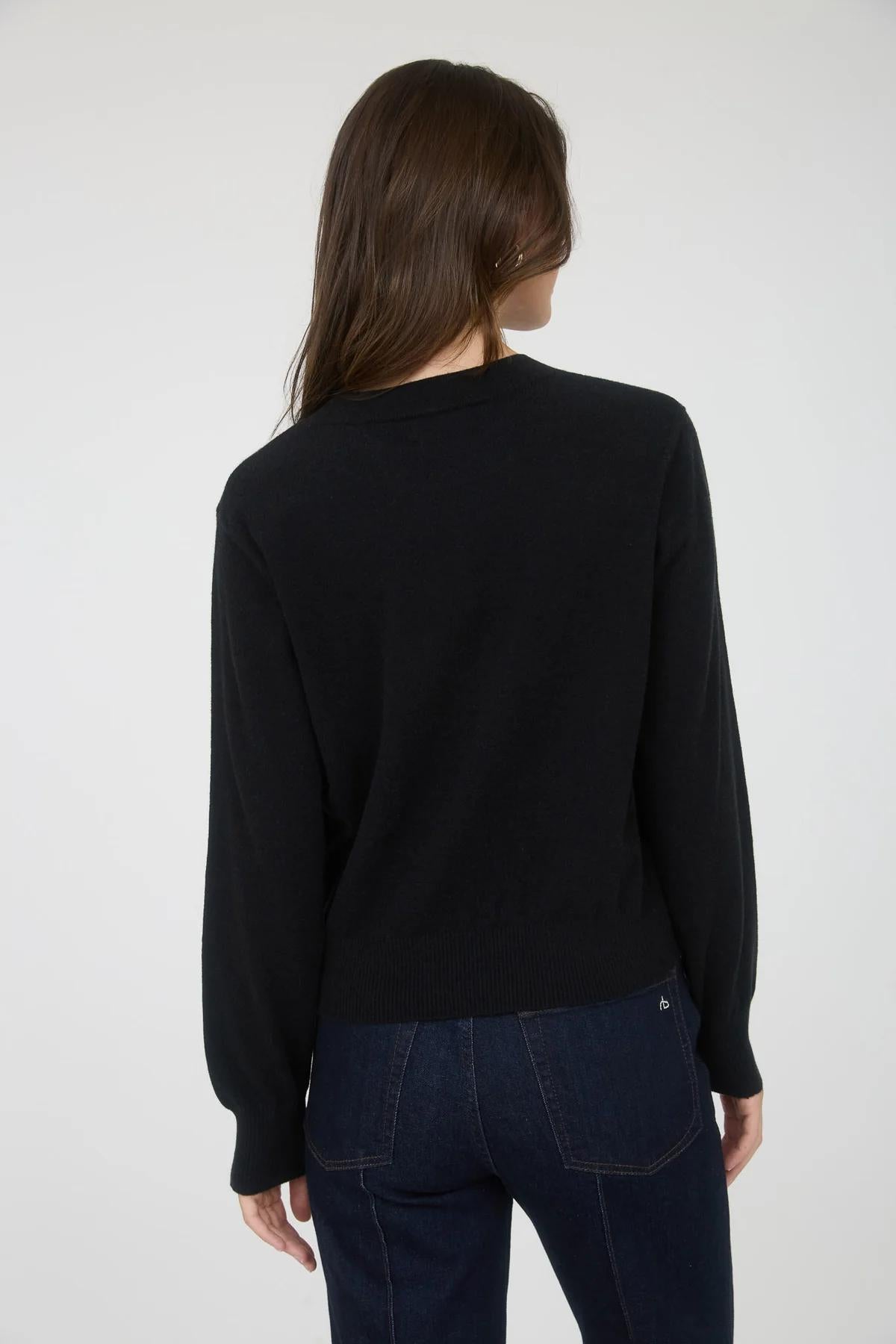 Black Crew Neck LS Knit Sweater
