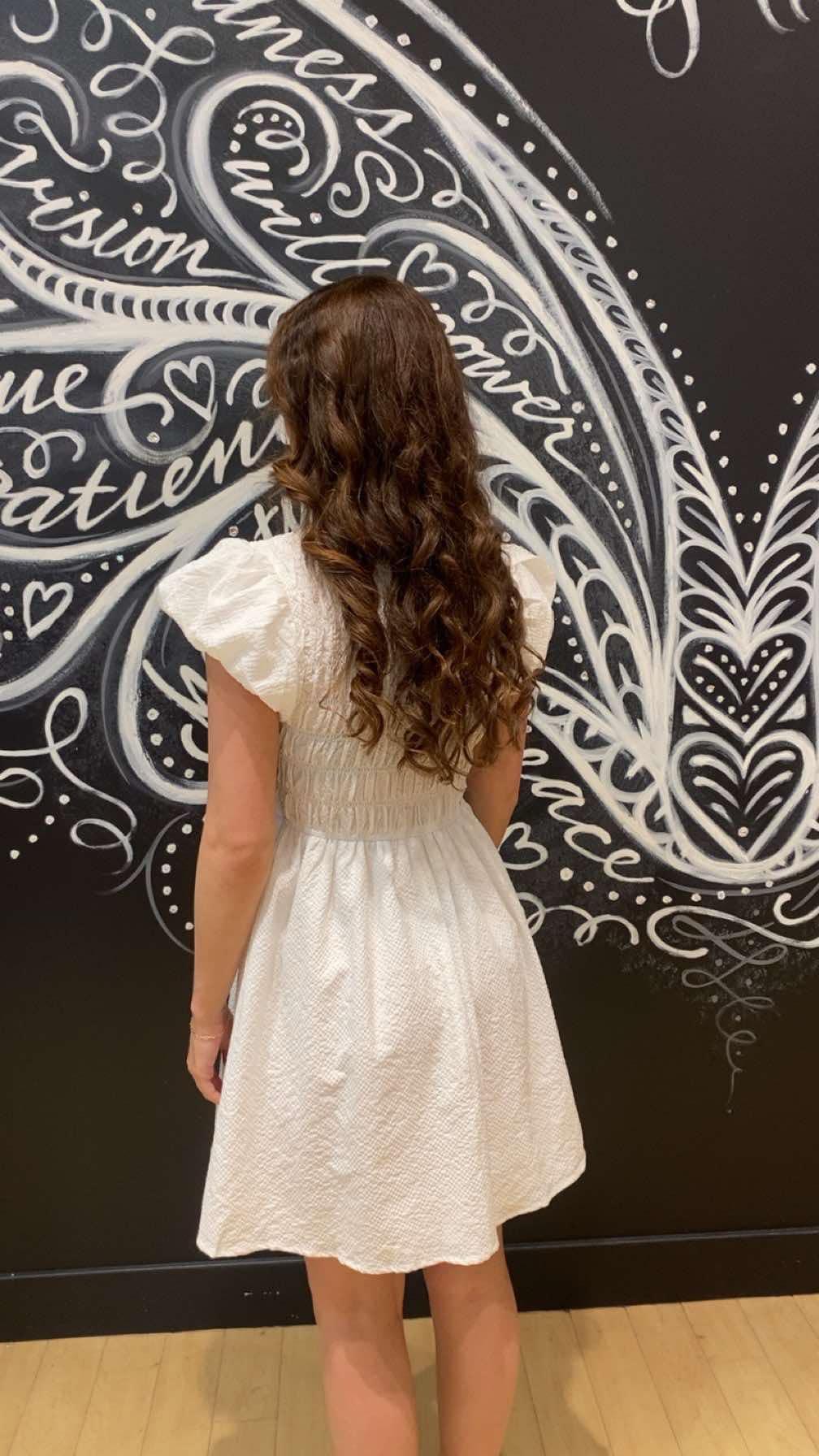 White Bow Sleeved Dress