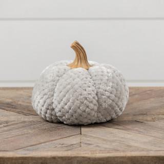 6" Fuzzy Light Grey Pumpkin
